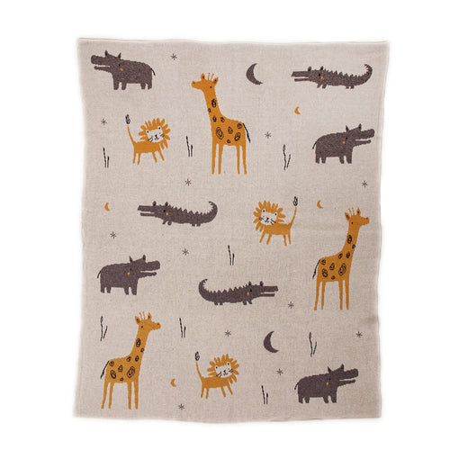 Parkland Collection Once Upon A Time In Zooland Transitional KNITTED 32" X 40" Baby Blanket