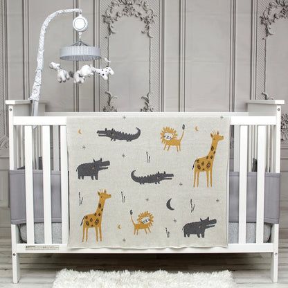 Parkland Collection Once Upon A Time In Zooland Transitional KNITTED 32" X 40" Baby Blanket