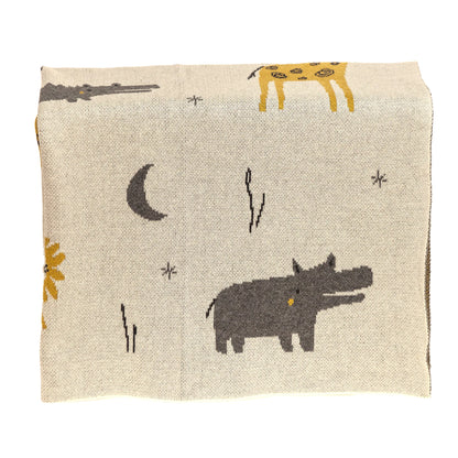 Parkland Collection Once Upon A Time In Zooland Transitional KNITTED 32" X 40" Baby Blanket