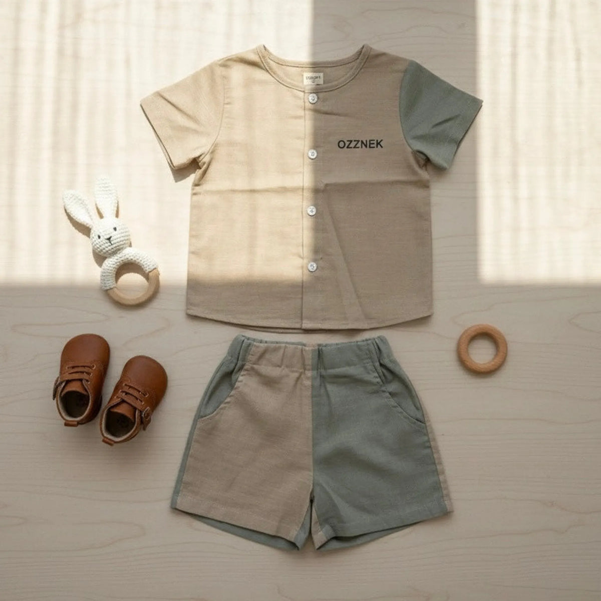 Sandstone Two Piece- Boys Linen Summer and Spring Outfit