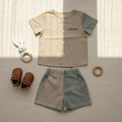 Sandstone Two Piece- Boys Linen Summer and Spring Outfit