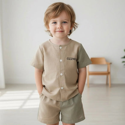 Sandstone Two Piece- Boys Linen Summer and Spring Outfit