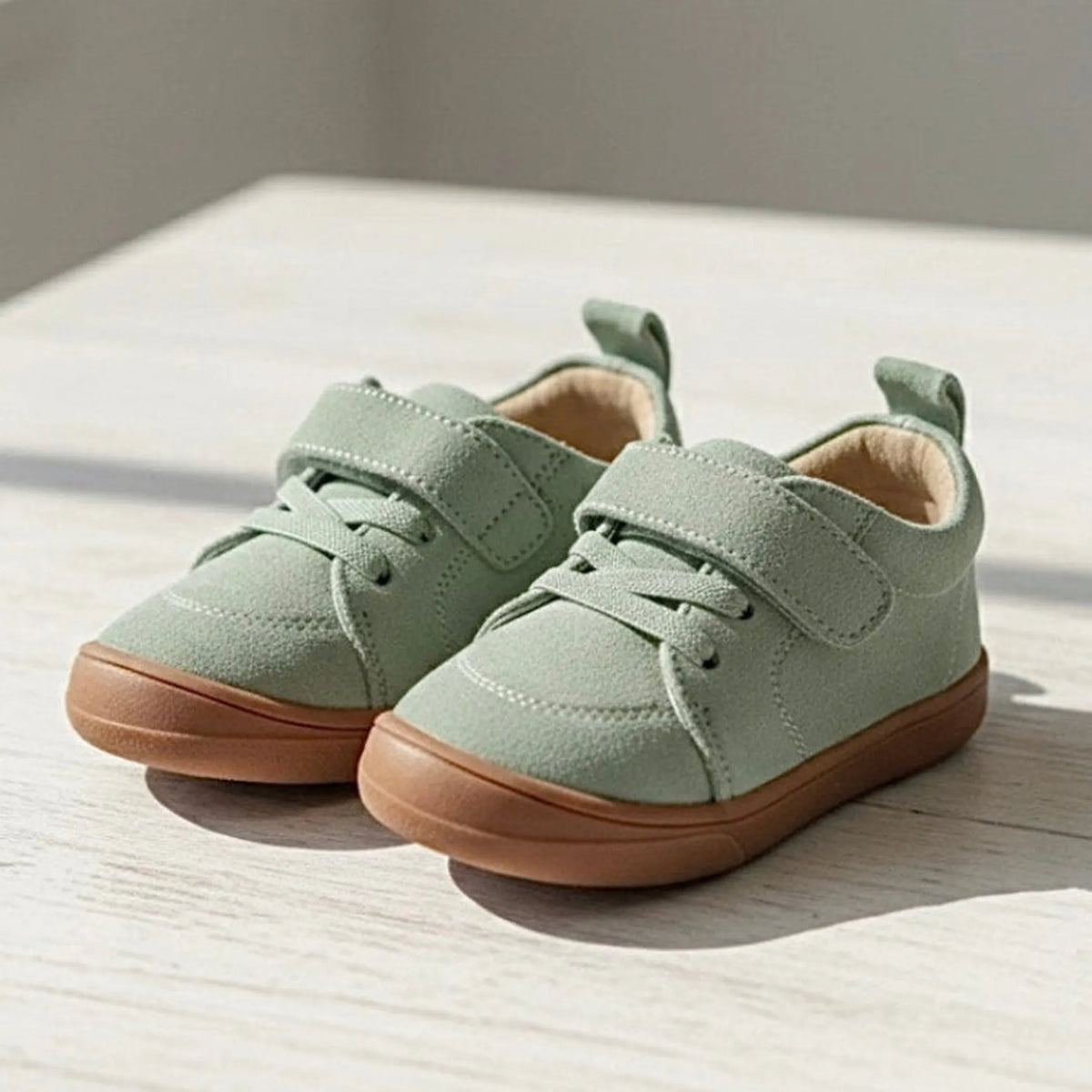 Moss Barefoot Kids Sneakers Suede Leather, Flexible Sole, Velcro Closure