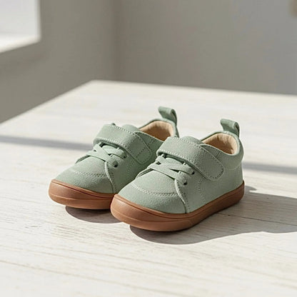 Moss Barefoot Kids Sneakers Suede Leather, Flexible Sole, Velcro Closure