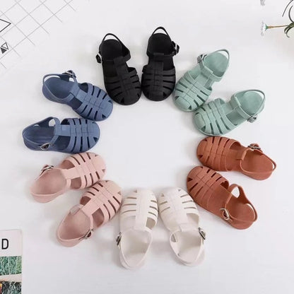 Kids Jelly Sandals Waterproof, Wide Toe | Roman Style