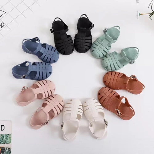 Kids Jelly Sandals Waterproof, Wide Toe | Roman Style
